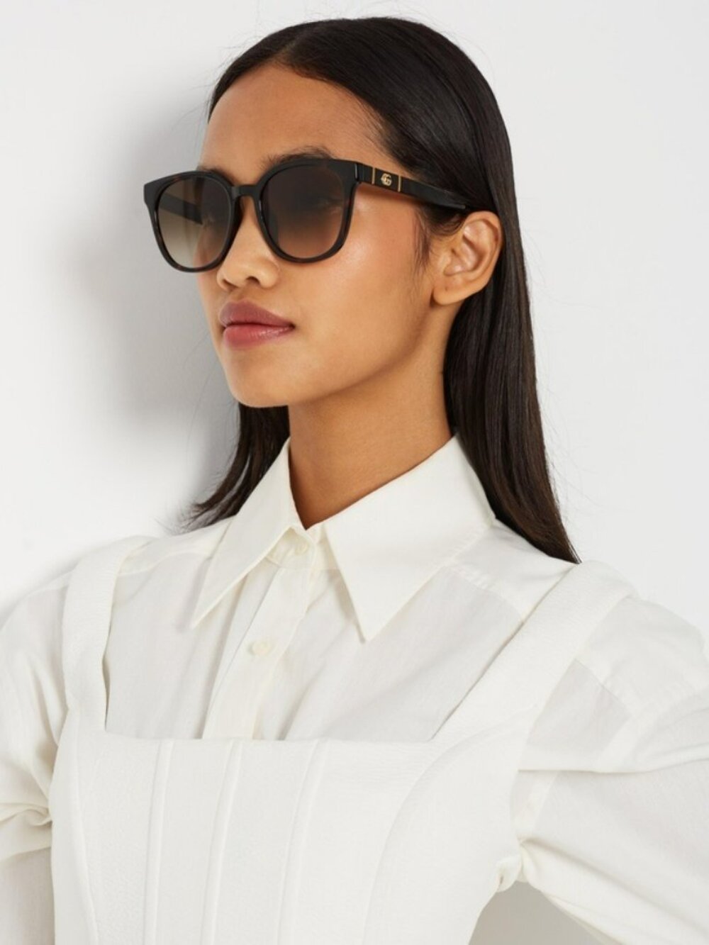 GUCCI GG1122SA 001 BLACK GREY GRADIENT SQUARE SUNGLASSES
